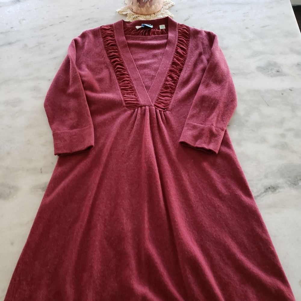 Burgundy Cashmere Tunic Sweater